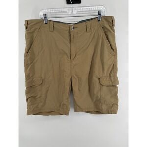 ORVIS Mens Tan Cargo Shorts Classic Fit Size 38 Zip Pockets Outdoor Adventure